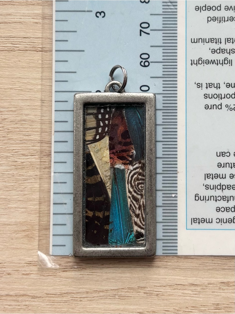 Handmade Rectangular Mixed Butterfly Wing Pendant - Picture 5 of 5